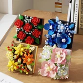 DIY Sukulent Saksı Yapı Taşları - Çiçek Kutusu Gizli Dil [4 Kutu] 2100+ Parça - 1