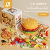 Çocuklar için Balık Tutma Oyuncak Seti - Hamburger Temalı - 70 Parça - 1
