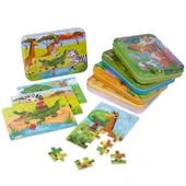 Ahşap 4'ü 1 Arada Puzzle Seti - Kirpi - 5