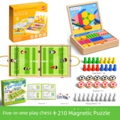 5'i 1 Arada Çocuk Oyuncak Seti - 210 Parça 3D Mıknatıslı Yapbozlu Elastik Satranç thumbnail 1