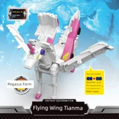 Kanatlı Tianma Dönüşen Pony Unicorn Araba Robot Oyuncak - Renkli Pembe - 3