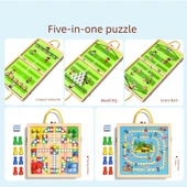 5'i 1 Arada Çocuk Oyuncak Seti - 210 Parça 3D Mıknatıslı Yapbozlu Elastik Satranç thumbnail 4