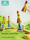 Çocuk Roket Fırlatıcı Oyuncak Seti - Çiftli Fırlatıcı + 4 Işıklı Roket + 4 Işıklı Uçak - 2