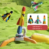 Çocuk Roket Fırlatıcı Oyuncak Seti - Tekli Fırlatıcı + Işıklı Roket + 2 Işıklı Uçak - 1
