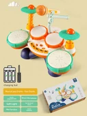 Çocuk Müzik Oyuncak Davul Seti - Şarjlı - Dört Taraflı - Miks Davul Modu thumbnail 1