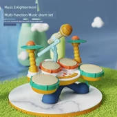 Çocuk Müzik Oyuncak Davul Seti - Şarjlı - Dört Taraflı - Miks Davul Modu thumbnail 6