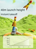 Çocuk Roket Fırlatıcı Oyuncak Seti - Çiftli Fırlatıcı + 4 Işıklı Roket + 4 Işıklı Uçak - 4