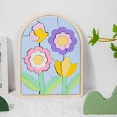 Gökkuşağı Eşleştirme Ahşap Puzzle - Çiçek Temalı - 1