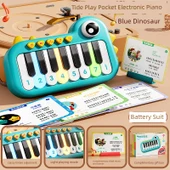 Çocuk Elektronik Klavye Piyano - Mavi - Pilli - 1