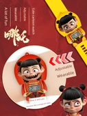 Nezha Anime Çocuk Dijital Saat - Kırmızı Nezha + Sarı Nezha, Geri Çekilebilir, Pilli - 5