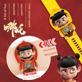 Nezha Anime Çocuk Dijital Saat - Kırmızı Nezha + Sarı Nezha, Geri Çekilebilir, Pilli - 10