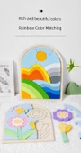 Gökkuşağı Eşleştirme Ahşap Puzzle - Çiçek Temalı - 9