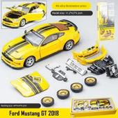 Çocuk Alaşım Ford Mustang Sarı Model Araba Yapım Seti (Hediye Kutulu, Parça Değişimli) - 1