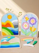 Gökkuşağı Eşleştirme Ahşap Puzzle - Çiçek Temalı - 6