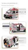 Oyuncak Araba Seti - Ambulans, Polis ve Okul Otobüsü - 6 Metal Araba, 6 Bebek, Yol Bariyeri ve Harita - 10