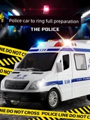Oyuncak Araba Seti - Ambulans, Polis ve Okul Otobüsü - 6 Metal Araba, 6 Bebek, Yol Bariyeri ve Harita - 6