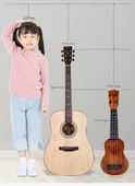 Çocuk Ukulele Gitar Oyuncak - 44cm Yuvarlak Delikli Şeftali Ahşap Rengi - Pena Hediyeli - 10