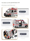 Oyuncak Araba Seti - Ambulans, Polis ve Okul Otobüsü - 6 Metal Araba, 6 Bebek, Yol Bariyeri ve Harita - 4