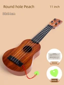 Çocuk Ukulele Gitar Oyuncak - 38cm Yuvarlak Delikli Şeftali Rengi - Pena Hediyeli - 1