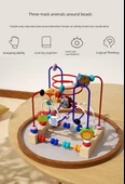 Montessori Bebek Boncuk Oyuncakları - 4 Parça Set: Hayvanlı Sarma Boncuk, Bükülmüş Solucan, Vurma Oyunu, Dört Sütun Seti - 6