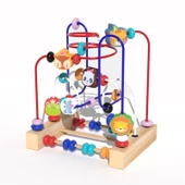 Montessori Bebek Boncuk Oyuncakları - 4 Parça Set: Hayvanlı Sarma Boncuk, Bükülmüş Solucan, Vurma Oyunu, Dört Sütun Seti - 5