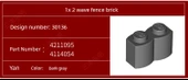 LEGO 30136 Koyu Gri 1x2 Dalga Çit Tuğla - 11