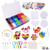 DIY Boncuk Seti - 24 Renk Lüks Set Ütülü 9200 Boncuk Çoklu Şablonlu (Saklama Kutulu) - 6