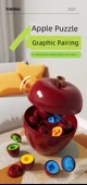 Elma Şeklinde Eşleştirme Oyunu - Büyük Elma Saklama Kutusu + 24 Küçük Elma + 12 Yapboz Kartı thumbnail 8