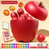 Elma Şeklinde Eşleştirme Oyunu - Büyük Elma Saklama Kutusu + 24 Küçük Elma + 12 Yapboz Kartı thumbnail 1