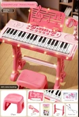 Büyük Boy Çocuk Elektronik Klavye Piyano - Prenses Tozu - Şarjlı, Masa Ayaklı, Stickerlı ve Mikrofonlu thumbnail 1