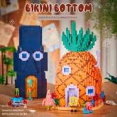 Sünger Bob Yapı Blokları - Ananas Ev + Taş Ev (10 Bebekli) - Kombinasyon Set - 1