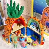 Sünger Bob Yapı Blokları - Ananas Ev + Taş Ev (10 Bebekli) - Kombinasyon Set - 2