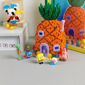 Sünger Bob Yapı Blokları - Ananas Ev + Taş Ev (10 Bebekli) - Kombinasyon Set - 6