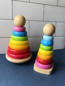 Ahşap Renkli Kule Oyuncak - Büyük Boy Gökkuşağı Kule - 2