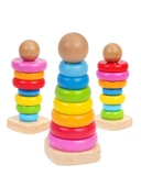 Ahşap Renkli Kule Oyuncak - Büyük Boy Gökkuşağı Kule - 6