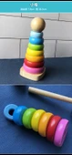 Ahşap Renkli Kule Oyuncak - Büyük Boy Gökkuşağı Kule - 11