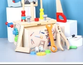 Ahşap Oyuncak Alet Kutusu Çocuk Seti - Çekmeceli Alet Sepeti + Aksesuar Ek Paket - 7
