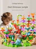 Dinozor Ormanı Çiçek Yapı Taşları Seti - Büyük Boy Saklama Kutulu - DIY Çift Çiçek (91 Parça) - 5