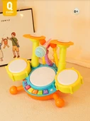 Çocuk Jazz Davul Seti - Elektrikli Işıklı El Davulu - Sarı - 2