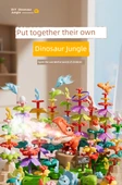 Dinozor Ormanı Çiçek Yapı Taşları Seti - Büyük Boy Saklama Kutulu - DIY Çift Çiçek (91 Parça) - 8