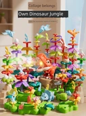 Dinozor Ormanı Çiçek Yapı Taşları Seti - Büyük Boy Saklama Kutulu - DIY Çift Çiçek (91 Parça) - 2