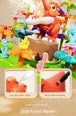 Dinozor Ormanı Çiçek Yapı Taşları Seti - Büyük Boy Saklama Kutulu - DIY Çift Çiçek (91 Parça) - 11