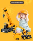 Çocuk Ekskavatör Mühendislik Aracı - [Tek Araba İki Kuyruk] Çok Fonksiyonlu Dozer Treylerli + Kovalı 168-72 - 10