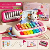 Mini Piyano Oyuncak - Havuç Tavşan Temalı - Işıklı Cep Piyano Hediyeli - 1