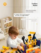 Çocuk Çok Fonksiyonlu Alet Kutusu Oyuncak Seti - Temel Set + Yükseltme Paketi + Elektrikli Matkap + Mühendis Şapkası - 7