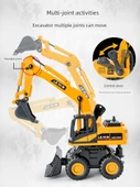 Çocuk Ekskavatör Mühendislik Aracı - [Tek Araba İki Kuyruk] Çok Fonksiyonlu Dozer Treylerli + Kovalı 168-72 - 4