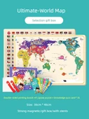 Manyetik Dünya Haritası Puzzle - [Amiral] Büyük Kalınlaştırılmış + Destek + Saklama Çantası + Soru Cevap Kartı - 1