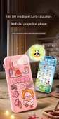 Şarjlı Dokunmatik Ekranlı Çocuk Oyuncak Telefon - 36 Fonksiyonlu - Projeksiyonlu - Gök Mavisi + 5 Sticker - 8