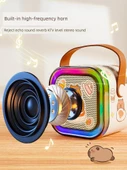Çift Mikrofonlu Karaoke Seti - Kulomi Desenli - Bluetooth, Gradient Lamba, Miks Ses - 3
