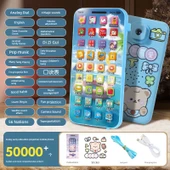 Şarjlı Dokunmatik Ekranlı Çocuk Oyuncak Telefon - 36 Fonksiyonlu - Projeksiyonlu - Gök Mavisi + 5 Sticker - 1
